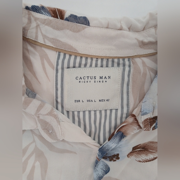 Cactus Man Ricky Singh Tropical lightweight button-up Beach Vacation shirt Large - Picture 2 of 6